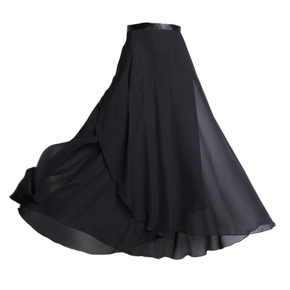 Women Ballet Dance Skirt Asymmetric Long Dance Skirt Chiffon Wrap Skirt with Tie Waist Skate Over Scarf Skirt Dancewear