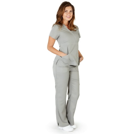 

Ultrasoft Scrubs Womens Premium Junior Fit Adult Female Scrub Sets Grey 2XL