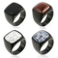 thumbnail image 4 of Men Titanium Steel Ring Square Crystal Stone Gemstone Punk Band Wedding Jewelry, 4 of 9