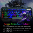 thumbnail image 5 of Wireless Gaming Keyboard and Mouse,Rainbow Backlit Rechargeable Keyboard Mouse with 3800mAh Battery Metal Panel,Removable Hand Rest Mechanical Feel Keyboard and 7 Color Gaming Mute Mouse for PC Gamers, 5 of 8