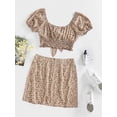 thumbnail image 2 of ZAFUL for Hot Girl Style Ditsy Print Knot Two Piece Skirt Set Multi S, 2 of 4