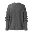 thumbnail image 3 of Gibobby Suéter de invierno para mujer Suéter de mujer, de punto acanalado, manga larga, Color sólido, ahuecado, escote en V, ajustado, ropa de otoño(Gris,G), 3 of 5