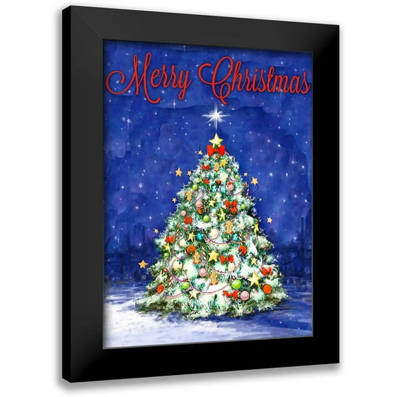 Diannart 11x14 Black Modern Framed Museum Art Print Titled - Merry Christmas Tree