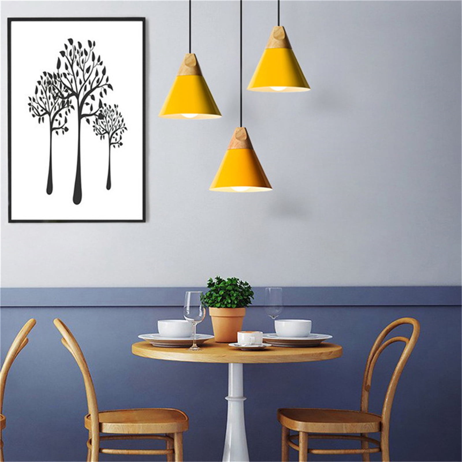 JLOWCO Plug in Pendant Light Modern Hanging Lights with Plug in Cord Bedroom Farmhouse Light Fixtures Kitchen Above Sink Light Fixture Kitchen Yellow (LED Bulb Include)