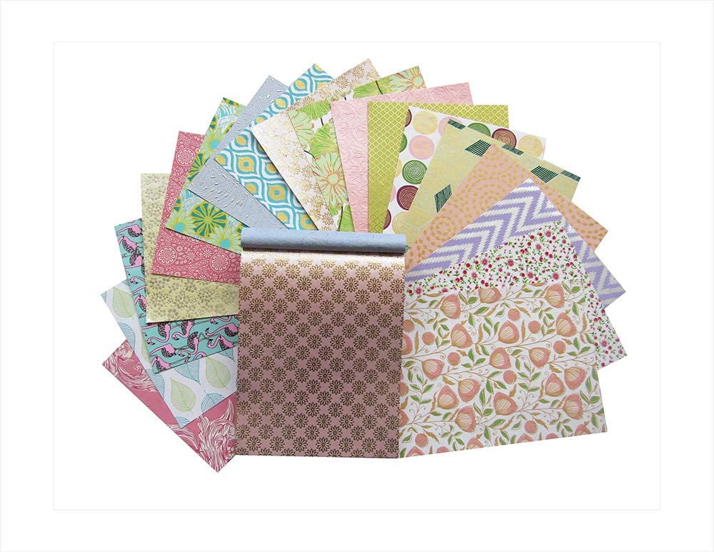 Paperhues World of Pastels Handmade Scrapbook Paper 8.5 x 11" Pad, 36 Sheets (2 sheets each of 18 styles)