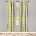 thumbnail image 2 of Ambesonne Fashion Curtains, Minimalist Plaid Colorful, Pair of 28"x63", Pastel Purple and Yellow, 2 of 4
