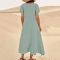 thumbnail image 5 of gakvbuo Fall Dresses For Women Plus Size Maxi Dress Crewneck Loose Long Sleeve Dresses With Pocket, 5 of 6