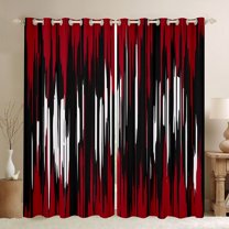 Homewish Abstract Ombre Stripes Curtains Pack of 2 (42x84 Each),Modern Geometric Pattern Curtains Blackout,Red White Line Bedroom Curtains For Adults,Breathable Home Decor