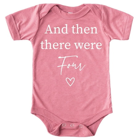 

Baby Announcement And Then There Were 4 Heart Baby Big Sister Big Brother Sibling Mauve Bodysuit 6 Months