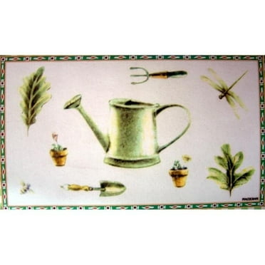 Custom Printed Rugs AWV062 Gardening Tools Doormat Rug, Green - 18 x 30 in.