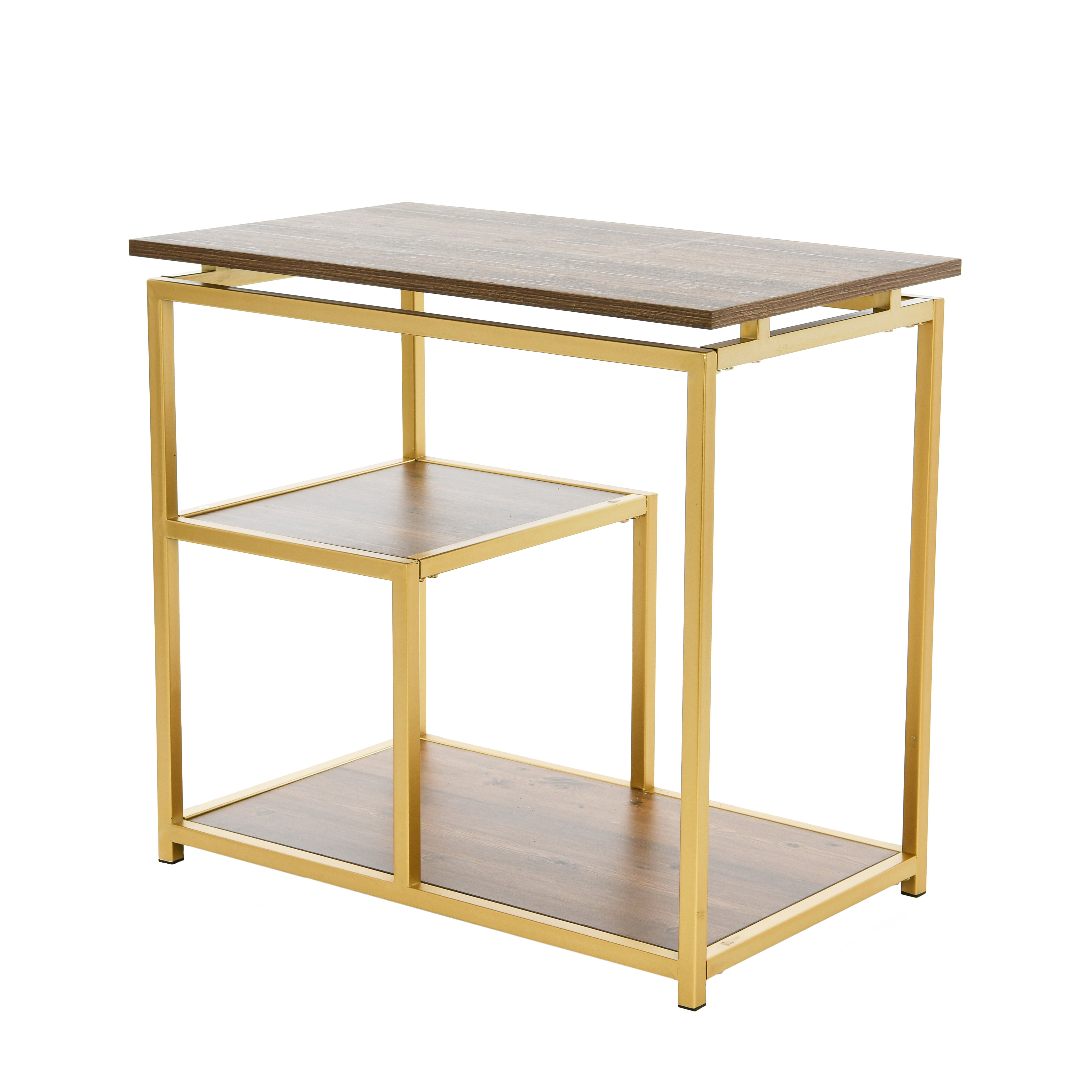 Creative Co-Op Crossline Side Table Black and Gold