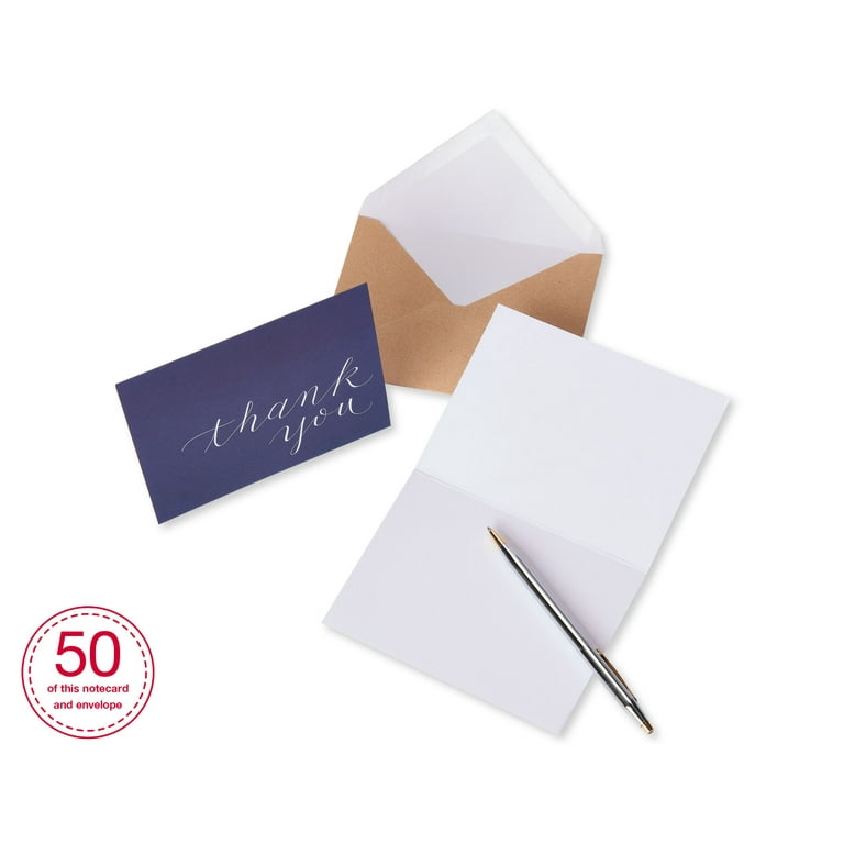 American Greetings Thank You Cards, Navy Blue with Brown