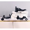 3Pcs Black Statue Decor Thinker Statue Lying Reading Figurine Home
