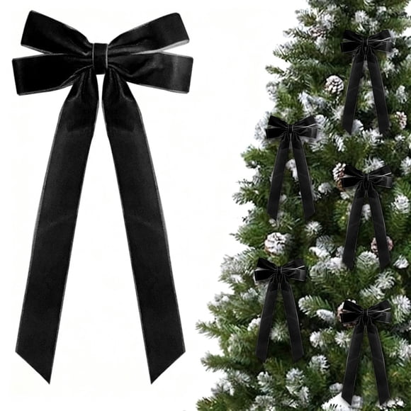 Lazos de Navidad de terciopelo Paquete de 16 | Envoltura de regalo navideña, decoración de árbol y corona, tela suave reutilizable, rojo 19.5x10cm | Accesorios para bolsas de dulces para fiestas de