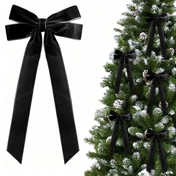 Taicans 16Pcs Burgundy Velvet Ribbon Bows Christmas Tree Decorations,4in x 8in Pre-Tied Vintage Christmas Velvet Ribbon Bows Xmas Ornaments for Tree Home Party Front Door Wreath Garland Holiday Decor