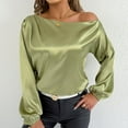 thumbnail image 7 of Kaemgyyd Satin Womens Tops Silk off the Shoulder Loose Dressy Blouse Soft Lantern Long Sleeve Elegant Shirt for Party, 7 of 7