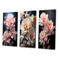thumbnail image 3 of Designart "Muted Peonies Pink and Black Flowers" Floral Wall Art Set Of 3 - Pink Peonies Canvas Set For Living Room Decor, 3 of 7