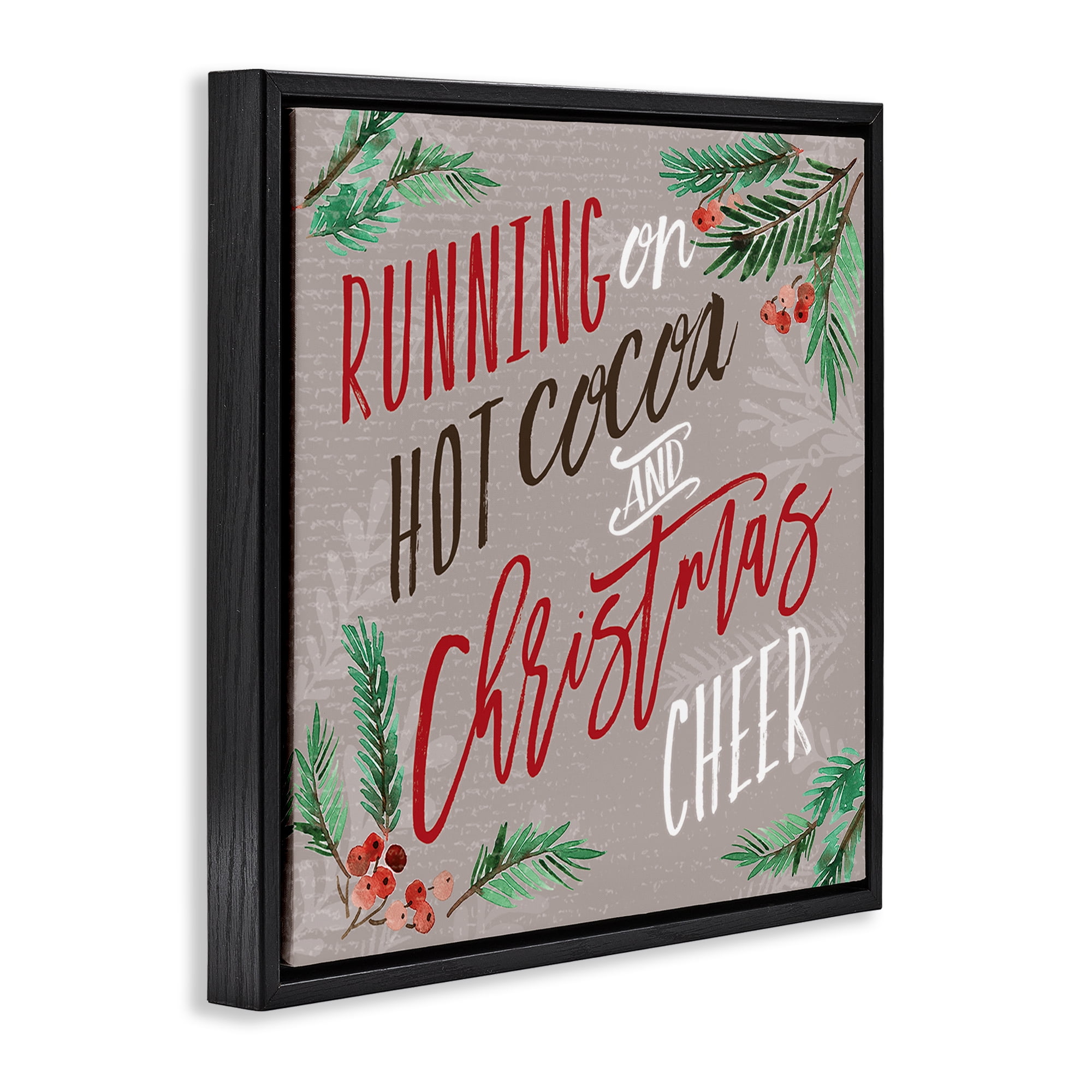 Stupell Industries Cocoa & Christmas Cheer Holiday Painting Black Floater Framed Canvas Art Prints Wall Art, 25 x 25
