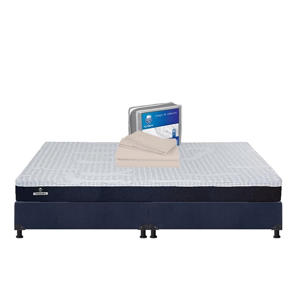 Colchón King Size Therapy Spring Air + Box + Juego de Sábanas