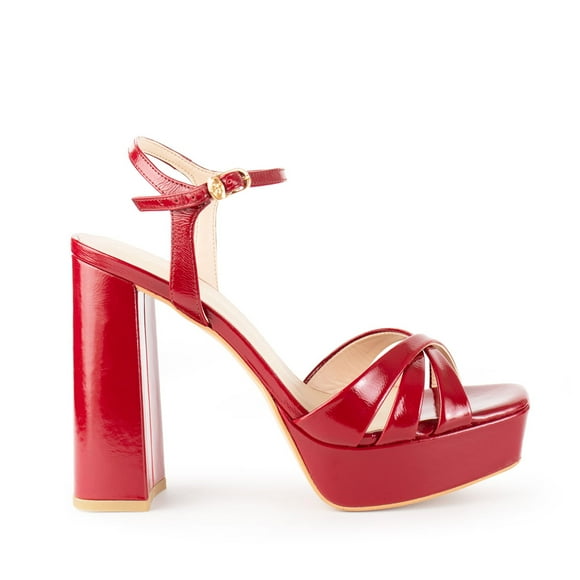 Tacones de Plataforma para Dama Tipo Sandalia Davenia de Piel Rojo