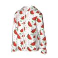 thumbnail image 2 of Pofeuu Hand Drawn Watermelon Print Sun Protection Outdoor Lightweight Full Zip UV Cooling Hoodie Long Sleeve Summer Clothing for Outdoor Hiking-Large, 2 of 5