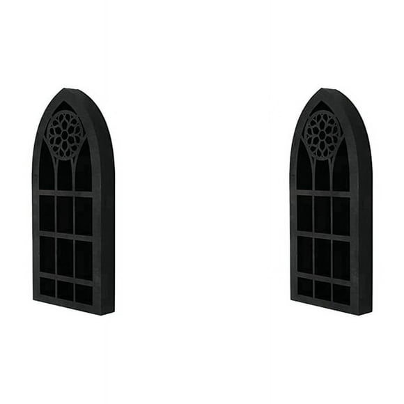 2X Wall Mounted Floating Shelves Old Church Window Crystal Wall Shelf Wall Hanging Gothic Boho Black Essential Oil Shelf