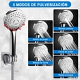 thumbnail image 3 of Regadera para baño 8 pulgadas cabezal cuadrado alta presión 5 modos fija con teléfono y tubo extensión 1,5 m cromo, 3 of 8