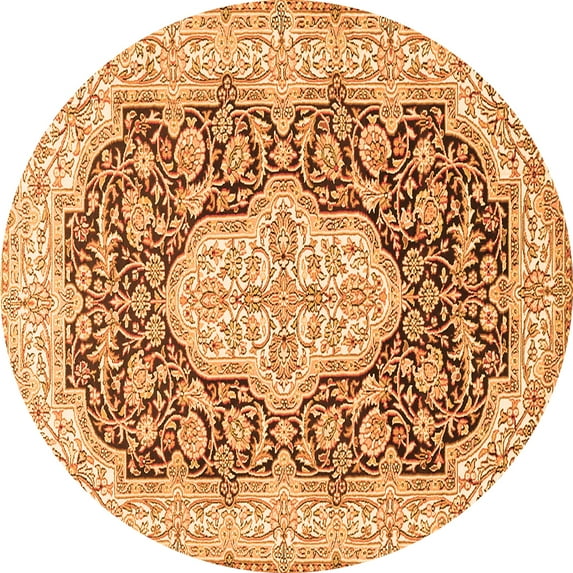 Ahgly Company Indoor Round Medallion Orange Traditional Area Rugs, 3' Round