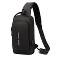 thumbnail image 1 of Bolso Pecho Antirrobo con Puerto Carga USB para Hombre Bandolera Bandolera Pecho Mochila Multiusos Deporte y Ocio Bolso Moto Hombre Piel Ligero a Prueba Salpicaduras-Negro, 1 of 9