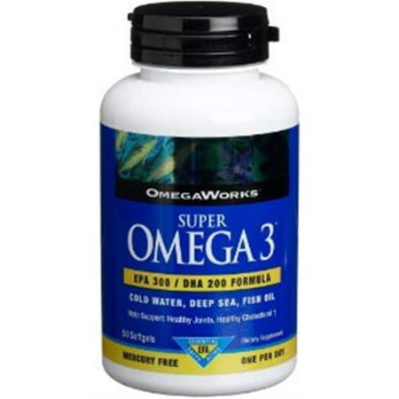 Omegaworks super Omega 3 EPA 300 / DHA 200 Formule d'huile de poisson Gélules 50 ch (pack de 3)