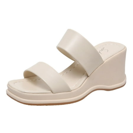 

Sandals Women Fashion Summer Women Sandals Wedge Heel Thick Sole Solid Color Open Toe Casual Comfortable