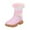 a-Pink8133, variant on Girls Kids Mid Calf Boots Iridescent Glitter Panel Fuzzy Trim Pearl Buckle Strap Traction Sole Shoes For Winter Casual Daily Wear Classic Footwear