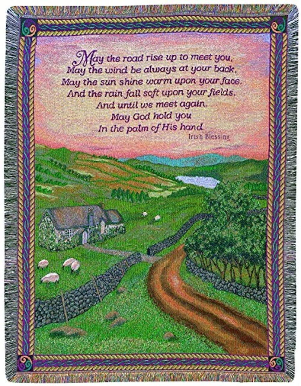 IRELAND 51" x 68" IRISH BLESSING TAPESTRY THROW BLANKET THROWS CELTIC 