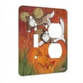 thumbnail image 1 of KuzmarK™ 2 Gang Single Toggle / Single Duplex Wall Plate - Tiny Tabby Maine Coon Kitty Fairies with Jack O'Lantern Halloween Cat Art by Denise Every, 1 of 1