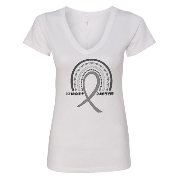 Inktastic Parkinson's Awareness Ribbon Rainbow Women's V-Neck T-Shirt