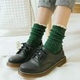 thumbnail image 4 of Milue Women Thick Cable Knit Crew Socks Cute Ruffle Lace Trim Frilly Slouch Boot Socks, 4 of 21