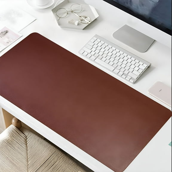 LAMIRO Leather Desk pad Protector,Large Desk Mat with Natural Cork & PU Leather,Mouse Pad,Non-Slip Office Desk Mat,Waterproof Desk Writing Pad for Office and Home (11.8x23.62 in)