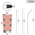 thumbnail image 3 of 20oz Double-Wall Vacuum Insulated Stainless Steel Tumbler with Straws Sports Mugs BPA-Free Green Palm Tree Pattern, 3 of 7