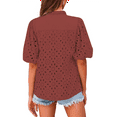 thumbnail image 3 of Women'S Summer Tops 2025 Dressy Casual Short Sleeve V Neck Buttons Hollow Out Lace Embroidered Blouses Shirts, 3 of 7