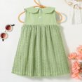 thumbnail image 3 of Baywell Summer Cute Baby Girl Doll Collar Sleeveless Dress, Back Button Design, Cute and Special Princess Dress in Green,6-12Months,1-3Years Old, 3 of 8