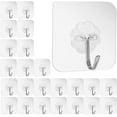 thumbnail image 1 of Paquete de 24 ganchos adhesivos sin clavos, ganchos de pared de 6 kg (máx.), ganchos transparentes reutilizables sin costuras, impermeables y a prueba de aceite, toalla de cocina para baño, 1 of 5