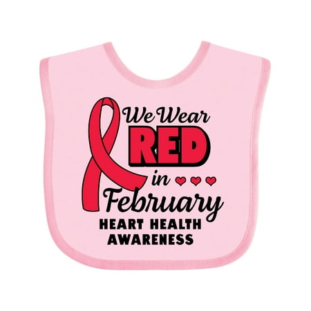 

Inktastic Heart Health Awareness We Wear Red in February Gift Baby Boy or Baby Girl Bib
