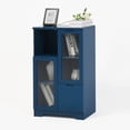 thumbnail image 6 of Gzxs Storage Cabinet, Wood Floor Cabinet with 2 Glass Doors and 1 Large Drawer, Accent Display Cabinet for Living Room Entryway Study Room, 25.6"L x 11.8"W x 39.4"H, Blue, 6 of 10