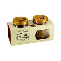 Grant Howard Les Fruits de Provence Preserve jar 2 Set, 24 Ounces, Glass Food Storage Canning Container, Metal Emboss Top, Clear