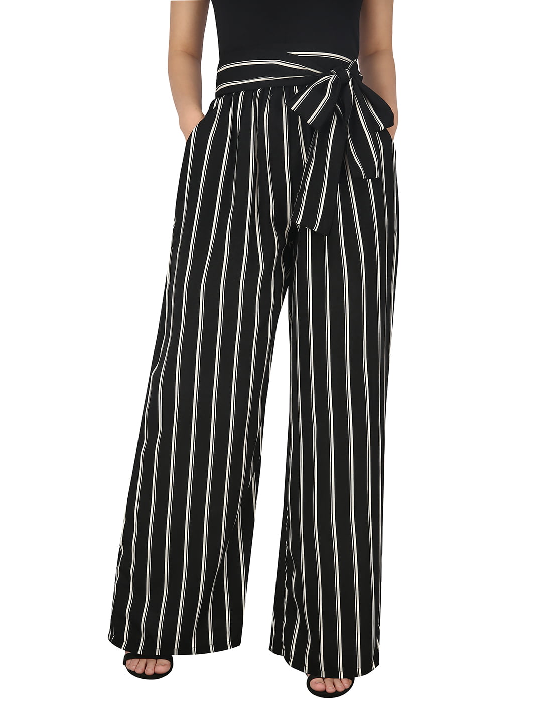 Women Ladies Flared Wide Leg Pants Palazzo High Waist Cropped Trousers Plus Size