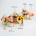 thumbnail image 4 of Soporte de flores chapado en oro, maceta de flores artificiales, flores falsas, adornos para decoración del hogar, regalos, arte floral, 4 of 6