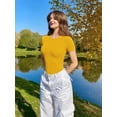 thumbnail image 2 of MOYIKO Crewneck Short Sleeve Bodysuit for Women Slim Fitted Tight Basic Summer Tops, 2 of 7