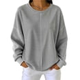 thumbnail image 2 of Edvintorg Crew Neck Sweatshirts Women Fashion Striped Long Sleeve Casual Loose Pullover Top Clothes Women S-2XL Black, 2 of 5