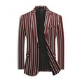 thumbnail image 3 of Cloudstyle Men's Striped Notched Lapel Single-Breasted Blazer, 1-Button Formal Jacket with Back Vent & Functional Pockets, 3 of 10