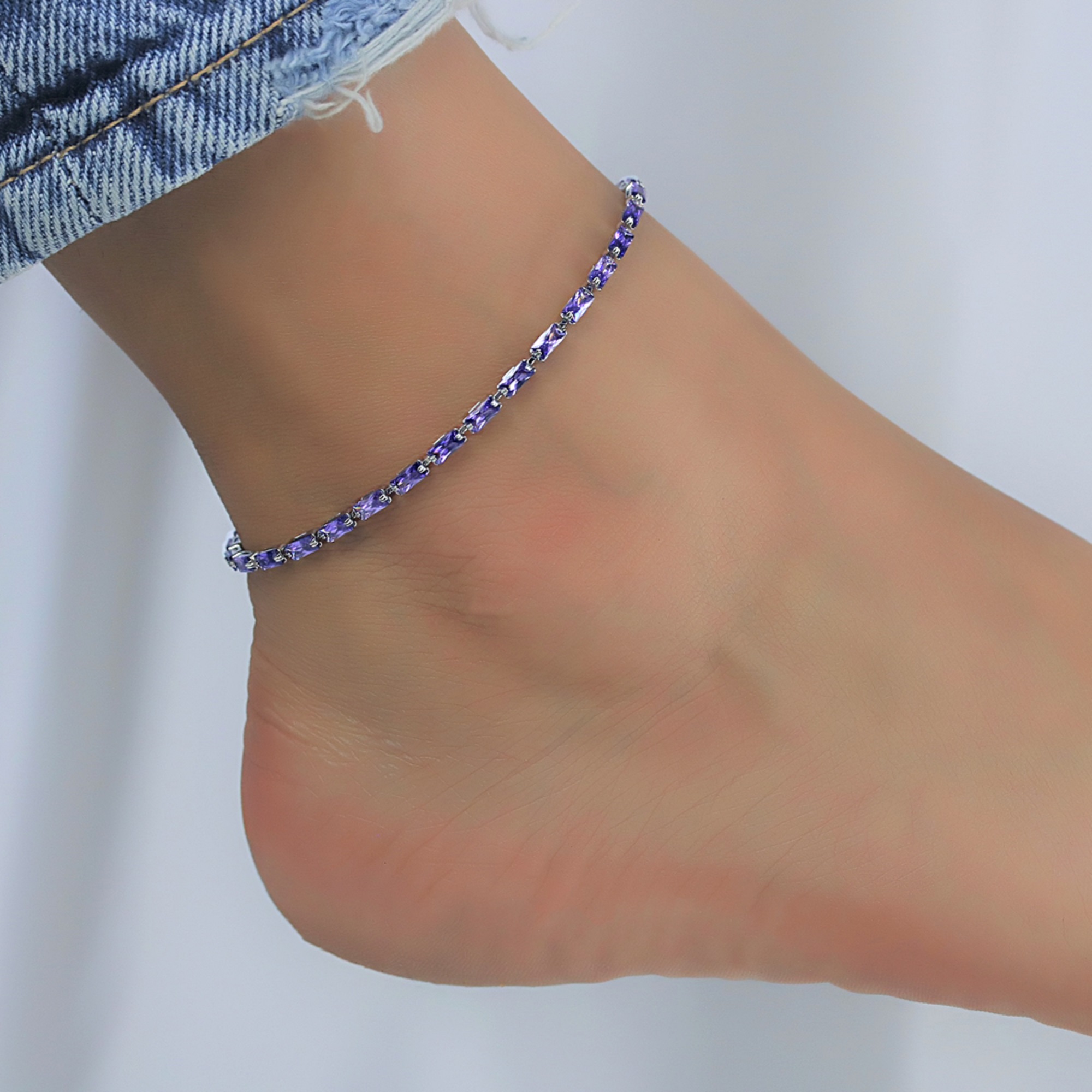 Kaash Customs CZ Fine Anklets for Women Silver Plated in Brass Metal